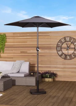 Charles Bentley Garden Patio Market Umbrella Parasol Crank Function Black