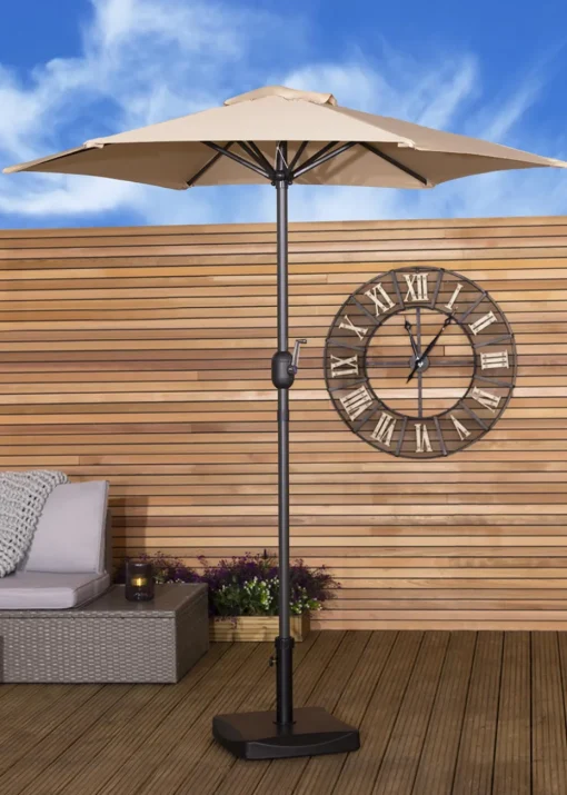 Charles Bentley Garden Patio Market Umbrella Parasol Crank Function Beige