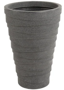 Charles Bentley Grey Pair of Tall Trojan Round Charcoal Plant Pot (Dia. 38cm)