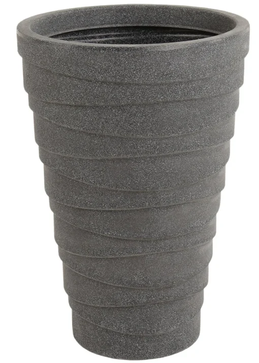 Charles Bentley Grey Pair of Tall Trojan Round Charcoal Plant Pot (Dia. 38cm)