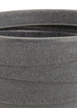 Charles Bentley Grey Pair of Tall Trojan Round Charcoal Plant Pot (Dia. 38cm)