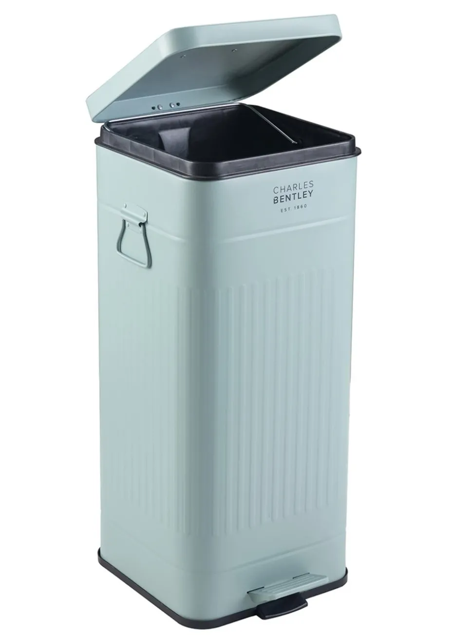 Charles Bentley Heritage Green Square Retro Kitchen Pedal Bin