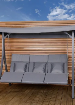 Charles Bentley Lounger Swing Chair for Garden or Patio Grey (3 Seater)