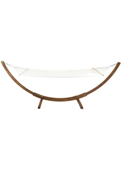 Charles Bentley 3M Garden Hammock With Wooden Arc Stand Cream (One Person)