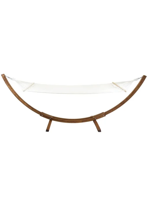 Charles Bentley 3M Garden Hammock With Wooden Arc Stand Cream (One Person)