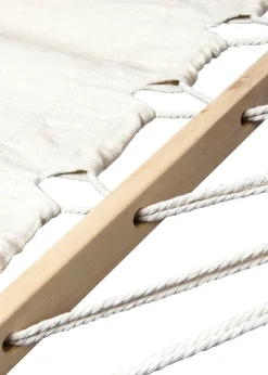 Charles Bentley 3M Garden Hammock With Wooden Arc Stand Cream (One Person)
