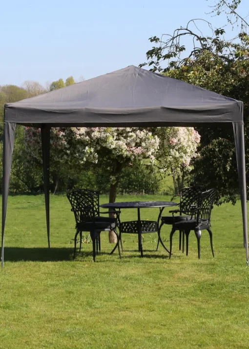 Charles Bentley 3m x 3m Pop Up Garden Patio Gazebo Garden Marquee Grey