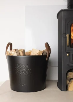 Charles Bentley Mulberry Large Leather Handle Log Bucket