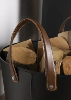 Charles Bentley Mulberry Large Leather Handle Log Bucket