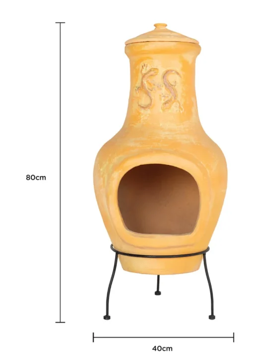 Charles Bentley Outdoor Large Terracotta Clay Chiminea Patio Heater (80cm x 40cm)