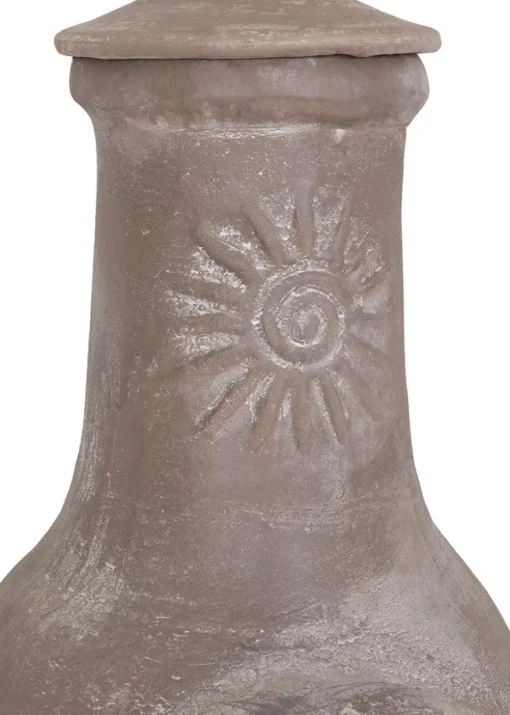 Charles Bentley Outdoor Medium Natural Clay Chiminea Patio Heater (80cm x 35cm)