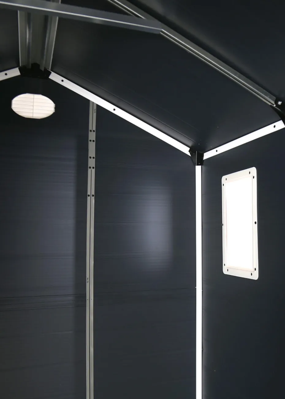 Charles Bentley Plastic Storage Garden Shed Grey Med Roof Outdoor (L6.3ft x W6.2ft)