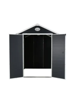 Charles Bentley Plastic Storage Garden Shed Grey Med Roof Outdoor (L6.3ft x W6.2ft)
