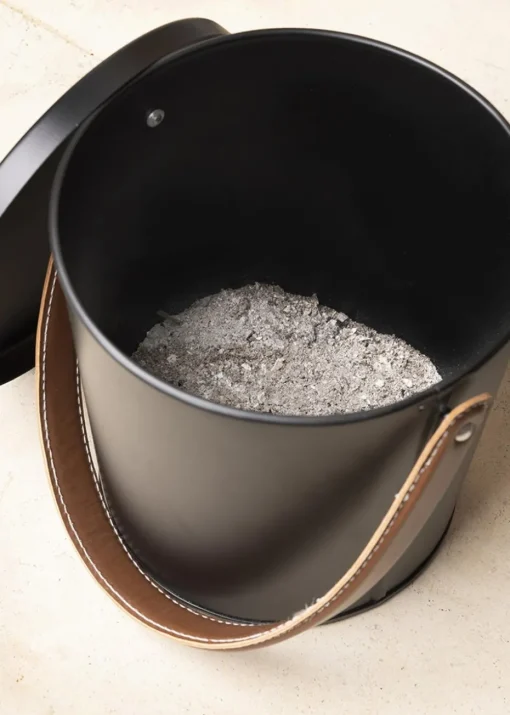 Charles Bentley Plum Leather Handled Ash Bucket