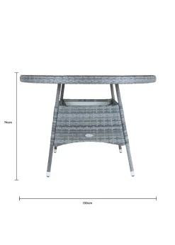 Charles Bentley Rattan Dining Table Grey (H74cm x W130cm)