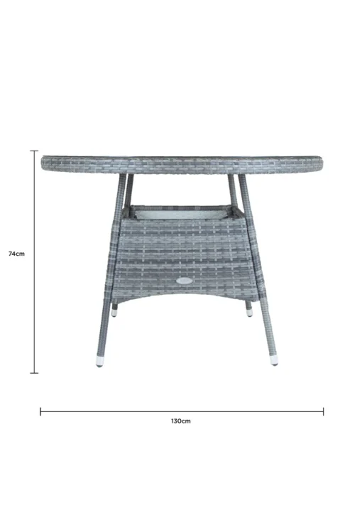 Charles Bentley Rattan Dining Table Grey (H74cm x W130cm)