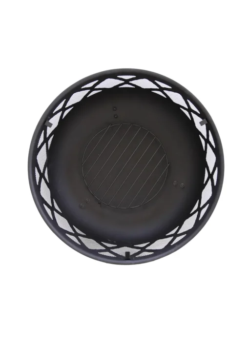 Charles Bentley Round Black Fire Pit (H58cm x W61cm x D61cm)