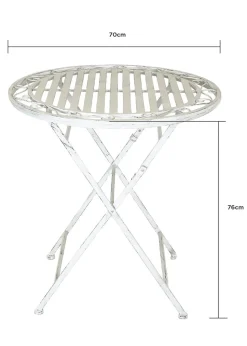 Charles Bentley Rustic Wrought Iron Outdoor Bistro Set Antique White (2 Seater)