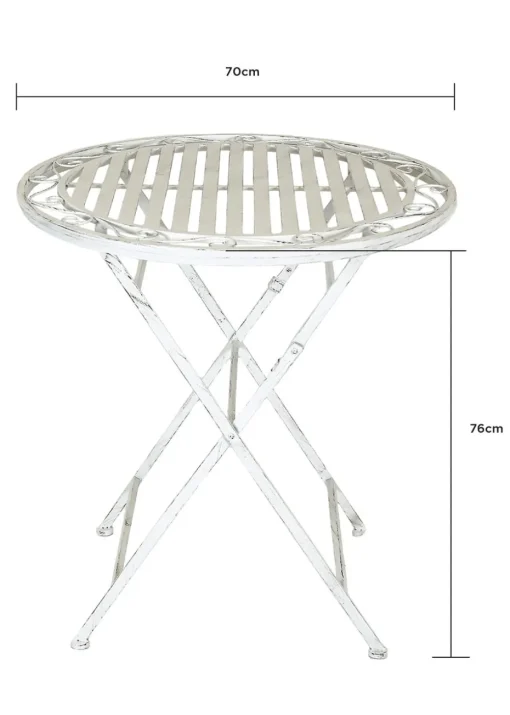 Charles Bentley Rustic Wrought Iron Outdoor Bistro Set Antique White (2 Seater)