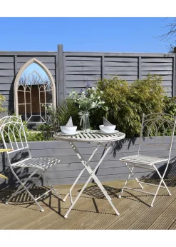 Charles Bentley Rustic Wrought Iron Outdoor Bistro Set Antique White (2 Seater)