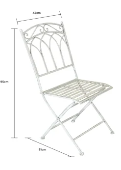 Charles Bentley Rustic Wrought Iron Outdoor Bistro Set Antique White (2 Seater)