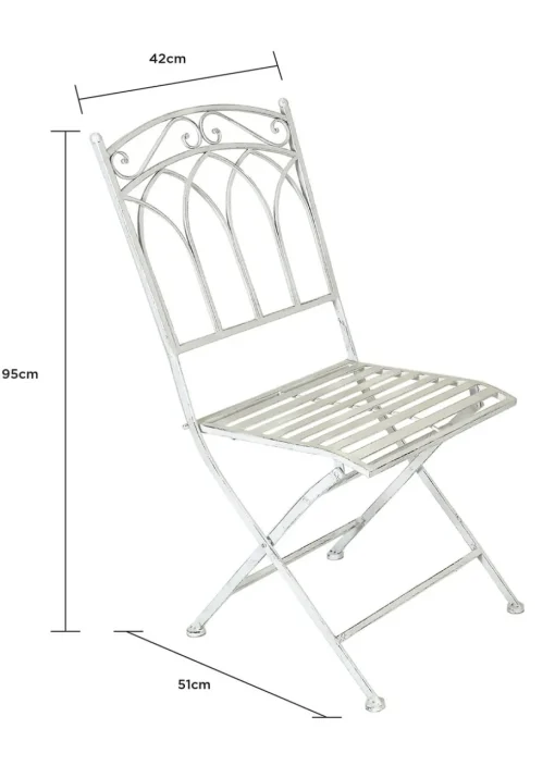 Charles Bentley Rustic Wrought Iron Outdoor Bistro Set Antique White (2 Seater)