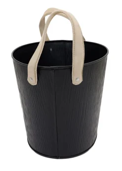 Charles Bentley Spruce Small Leather Handled Fireside Wood Bucket