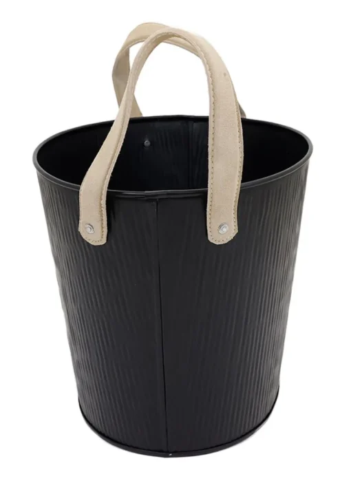 Charles Bentley Spruce Small Leather Handled Fireside Wood Bucket