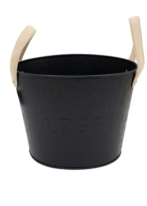 Charles Bentley Spruce Small Leather Handled Fireside Wood Bucket
