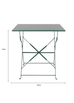 Charles Bentley Square Folding Metal Bistro Set Patio Garden Outdoor (2 Seater)