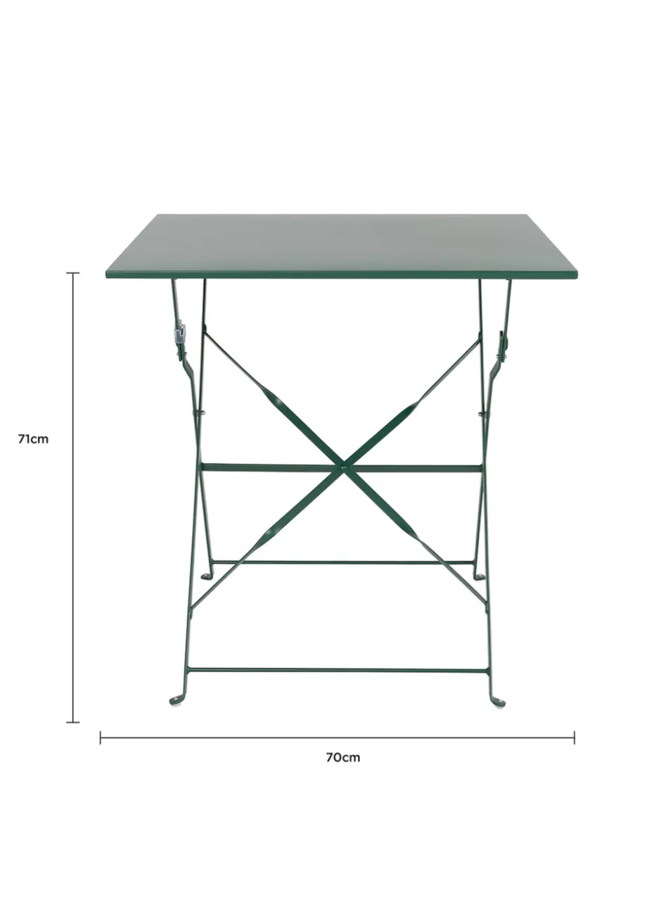Charles Bentley Square Folding Metal Bistro Set Patio Garden Outdoor (2 Seater)