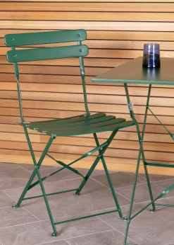 Charles Bentley Square Folding Metal Bistro Set Patio Garden Outdoor (2 Seater)