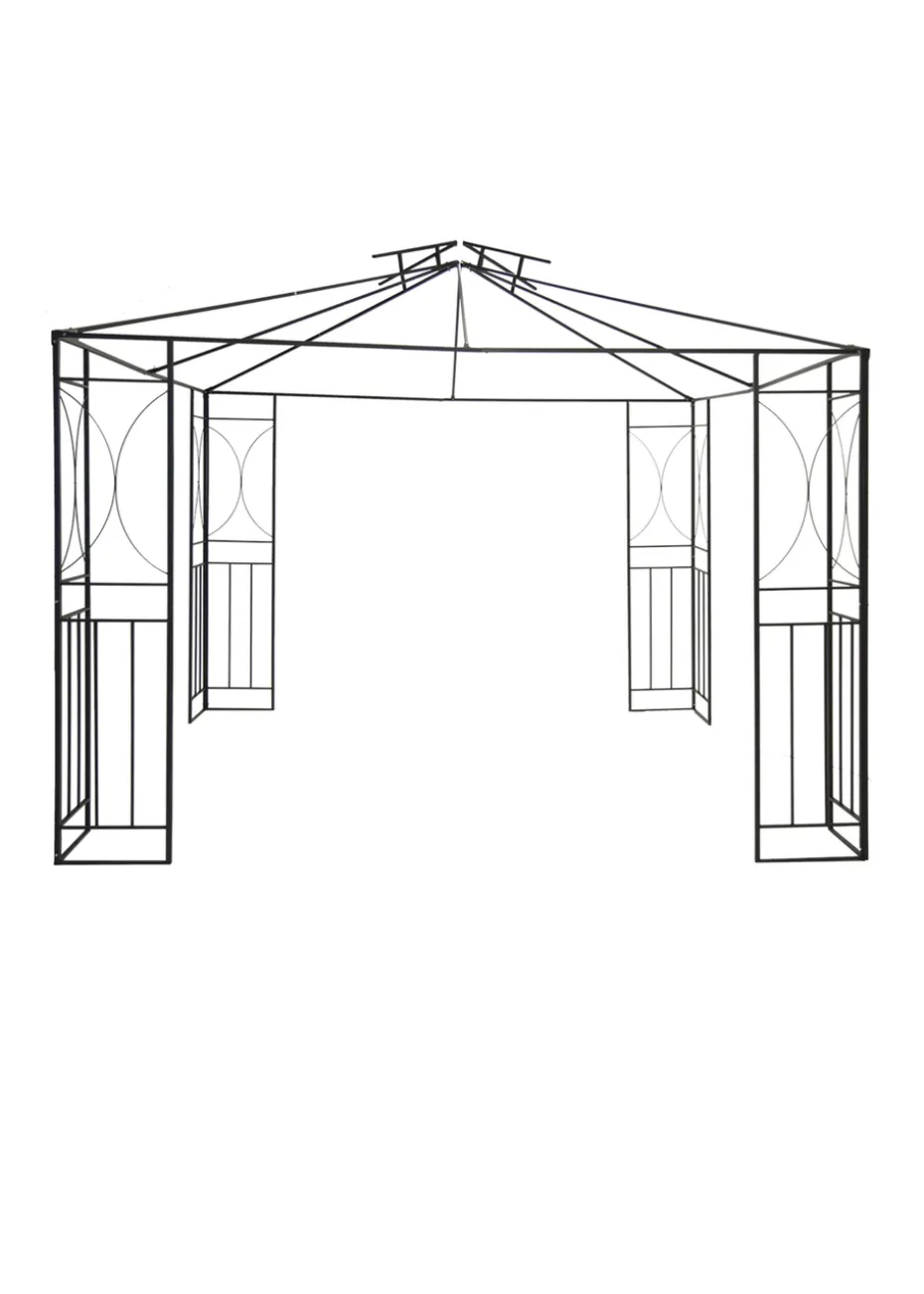 Charles Bentley Steel Art Cream Gazebo Party Tent With Fly Screen (H3m x L3m x W2.6m)
