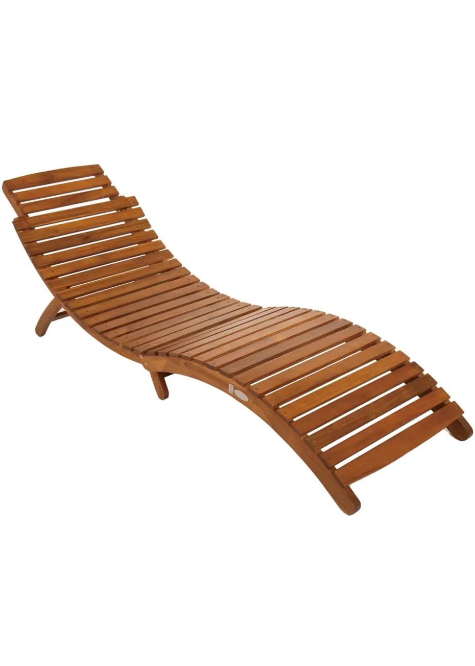 Charles Bentley Sun Lounger in Brown Acacia Hardwood Folding Large (H63cm x W182cm x D60cm)