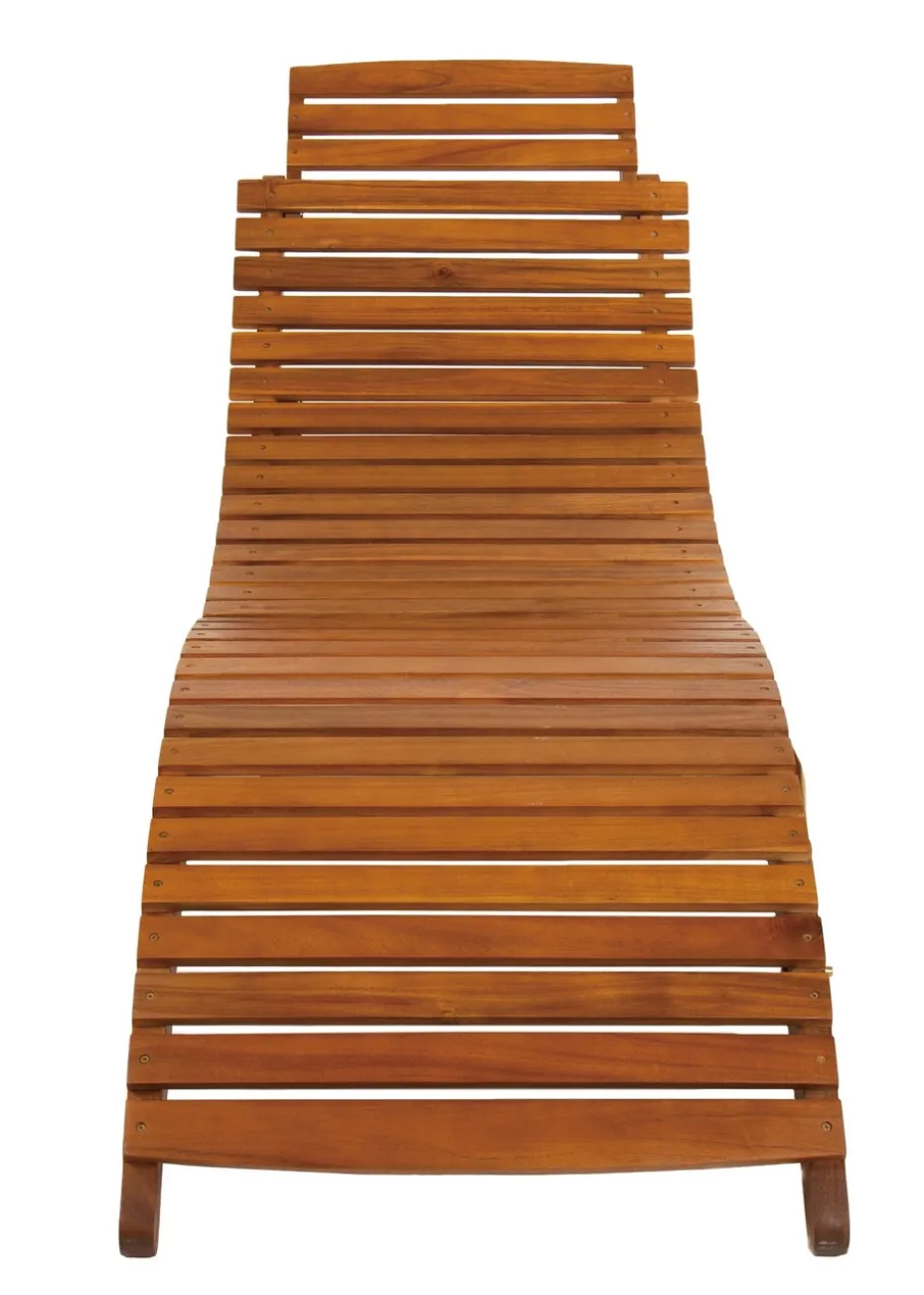 Charles Bentley Sun Lounger in Brown Acacia Hardwood Folding Large (H63cm x W182cm x D60cm)
