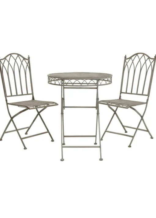 Charles Bentley Wrought Iron Feminine Bistro Set Grey (2 Seater)