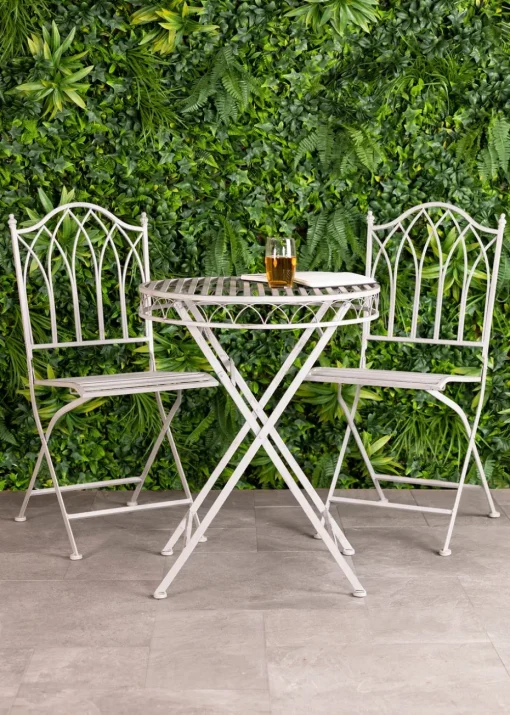 Charles Bentley Wrought Iron Feminine Bistro Set Grey (2 Seater)