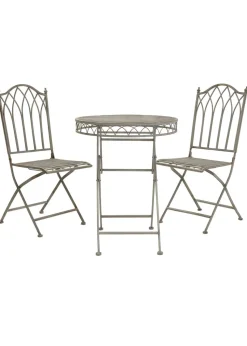 Charles Bentley Wrought Iron Feminine Bistro Set Grey (2 Seater)