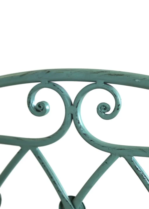 Charles Bentley Wrought Iron Rustic Companion Seat for Two Sage Green (H68.5cm x W155cm x D91.5cm)