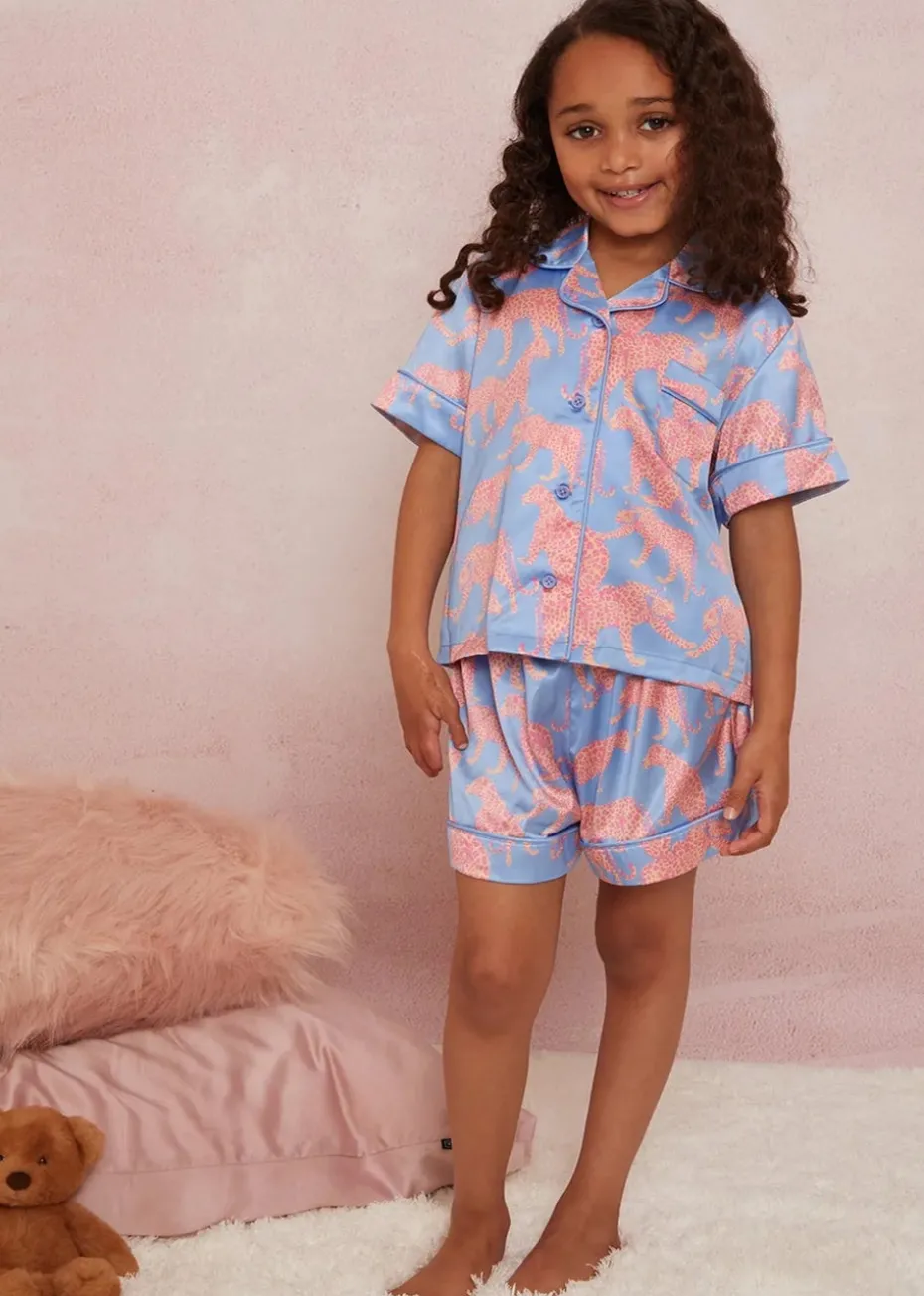 Chi Chi London Blue Girls Animal Print Short PyjamaSet (3-9 Years)