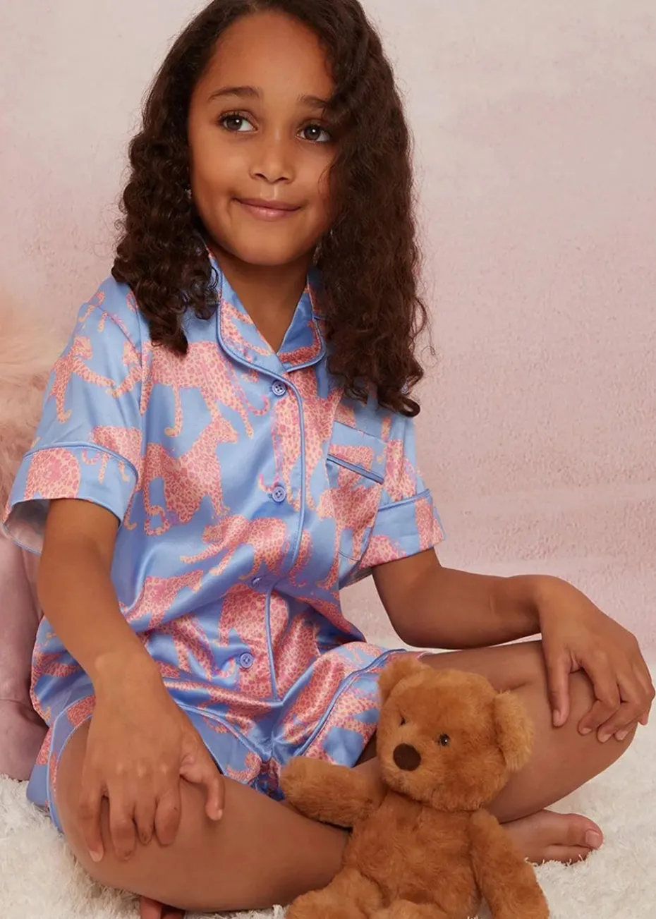 Chi Chi London Blue Girls Animal Print Short PyjamaSet (3-9 Years)