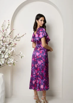 Chi Chi London Multi V Neck Floral Wrap Midi Dress