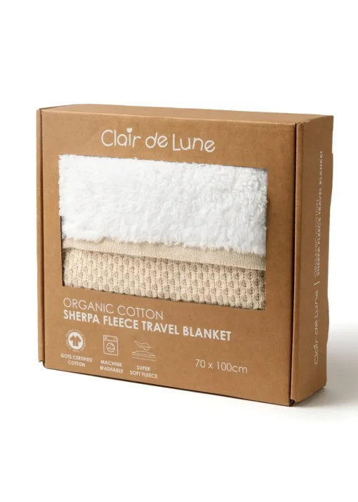 Clair de Lune Organic Cream Knit Sherpa Blanket