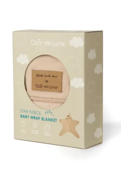 Clair de Lune Star Fleece Beige Wrap Blanket