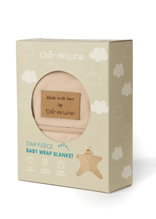 Clair de Lune Star Fleece Beige Wrap Blanket