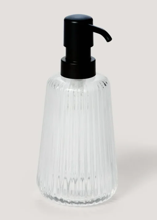Clear Ribbed Glass Bathroom Tumbler