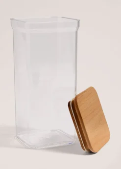 Clear Tall Square Wood Food Storage