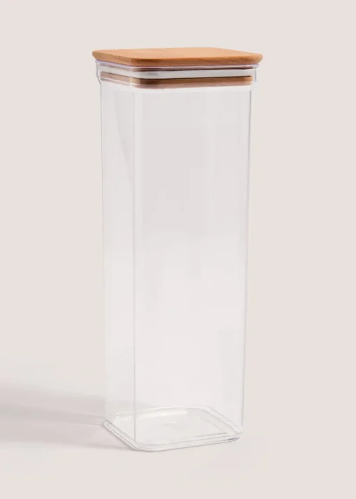Clear Tall Square Wood Food Storage