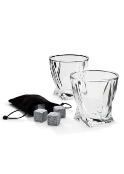 Connoisseur Creations Clear Twisted Glass with Ice Stones Set of 2