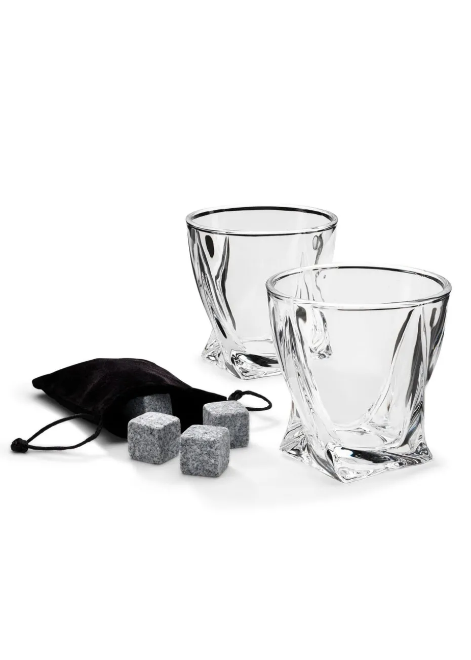 Connoisseur Creations Clear Twisted Glass with Ice Stones Set of 2
